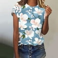 thumbnail image 2 of jtjvou Women's Summer Short Sleeve Pullover Trendy Fashion Floral Tops Lady Casual Loose Round Neck Pullover Going out Tops for Teen Multicolor,S, 2 of 5