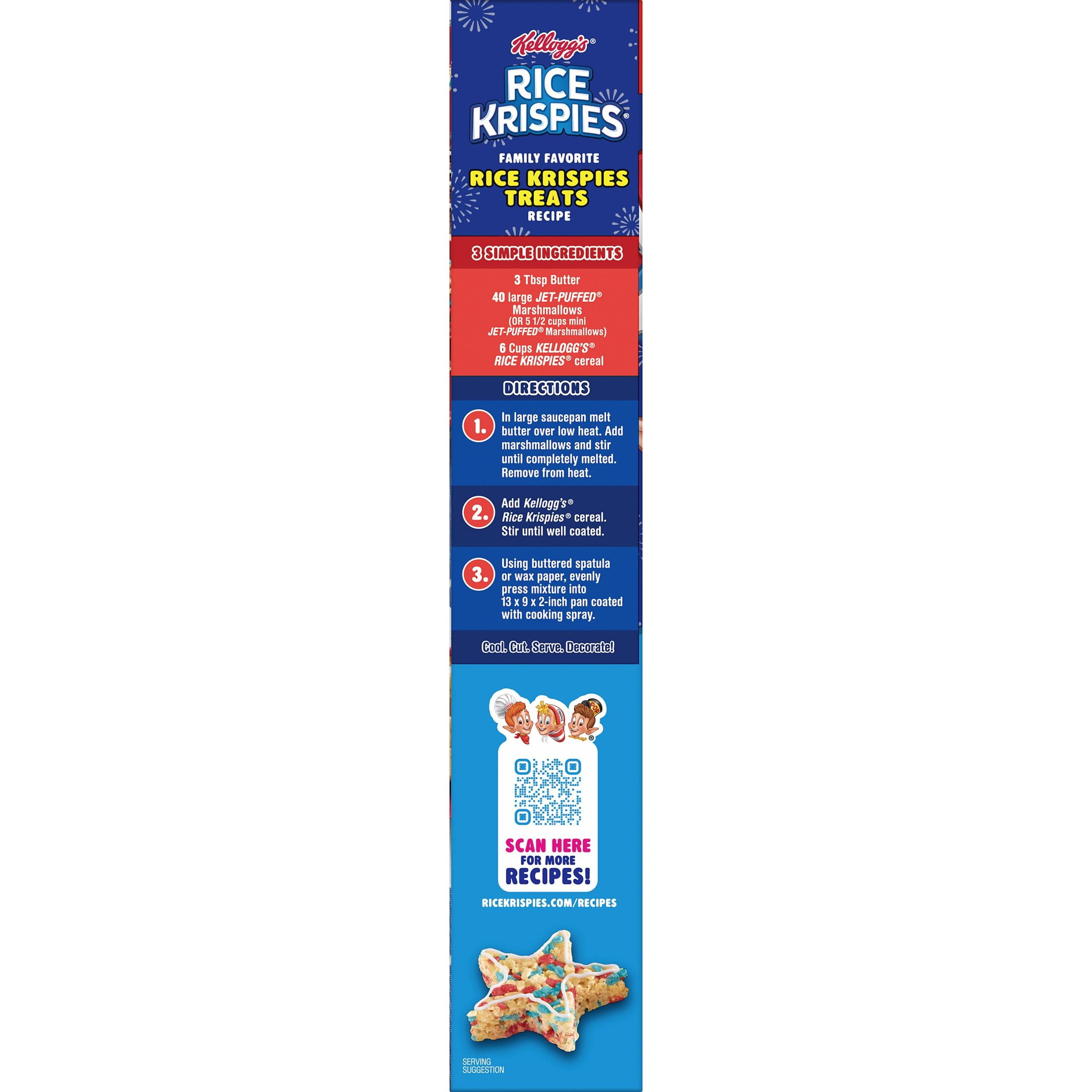 Kellogg's Rice Krispies Breakfast Cereal, Summer Snacks, Family Breakfast, Family Size, Red and Blue Color Mix, 12oz Box (1 Box)