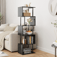thumbnail image 3 of Satifur 5-Tier 57.09"H S-Shaped Geometric Bookcase, Industrial Freestanding Storage Shelving Unit,Black, 3 of 6