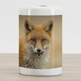 thumbnail image 2 of Fox Ceramic Toothbrush Holder, Photo of Young Coyote Close up Hungry Carnivore Wildlife Scenery, Decorative Versatile Countertop for Bathroom, 4.5" X 2.7", Ginger Sand Brown, 2 of 4