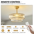 thumbnail image 3 of 20" Gold Glass Chandelier Ceiling Fan with Light Remote Control, Gold Fandelier Ceiling Fans with Lights, Caged Mid Century with 6 Speeds for Bedroom, Living Room, Nursery, 3 of 12
