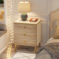 thumbnail image 5 of Tribesigns Nightstands with Three Drawers Set of 2, Modern Wooden Bedside Tables with with Champagne Metal Legs, 5 of 8