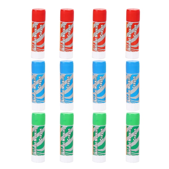 Crayones rojos, verdes y azules para identificación de cerdos, marcadores de ganado grandes, paquete de 12