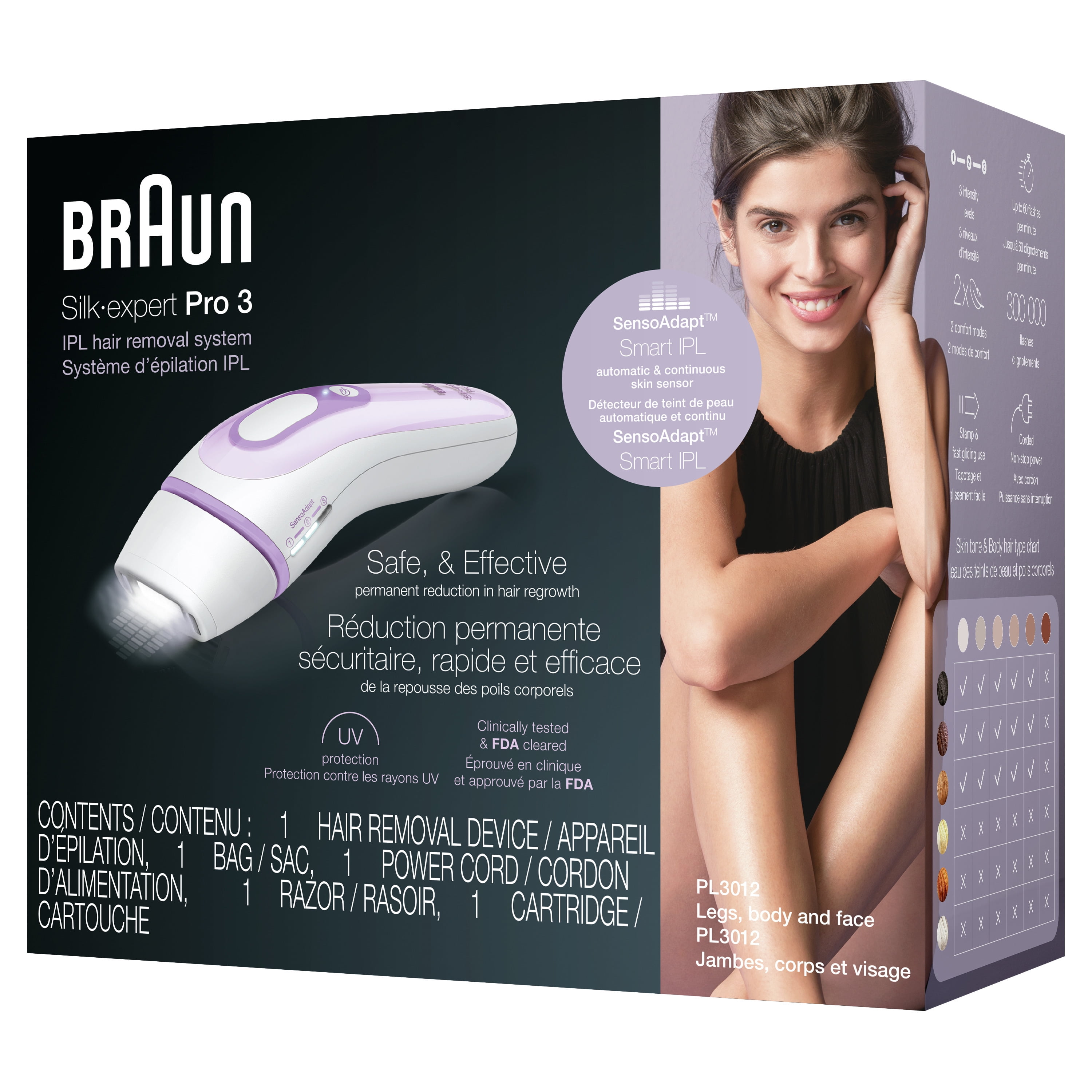 Moet Hilarisch slikken Braun Silk·expert Pro 3 PL3012 Latest Generation IPL for Women, Permanent  Hair Removal - Walmart.com