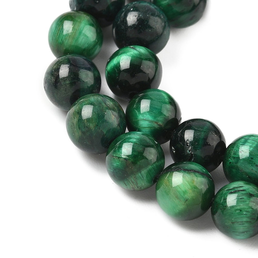Grade B Natural Tiger Eye Beads Strands Dyed Round Green 8.5mm Hole: 1.2mm 46-48pcs/strand 14.76''(37.5cm)