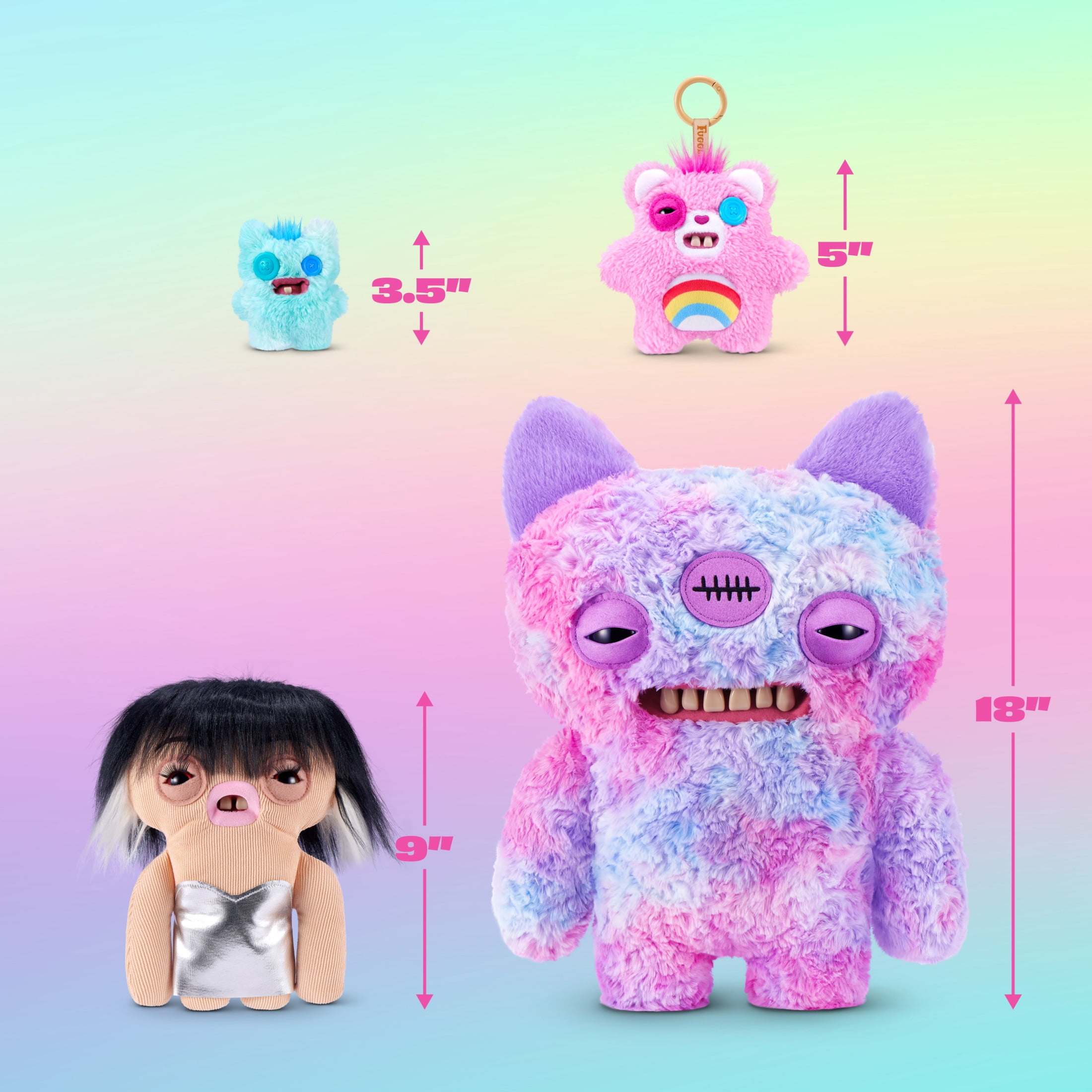 Fuggler Care Bear Keyring 5 Inch Plush Collectible Accessory by ZURU Featuring Funny Ugly Monster Design with Clip-On Key Ring, Perfect for Bags, Backpacks, and Fans