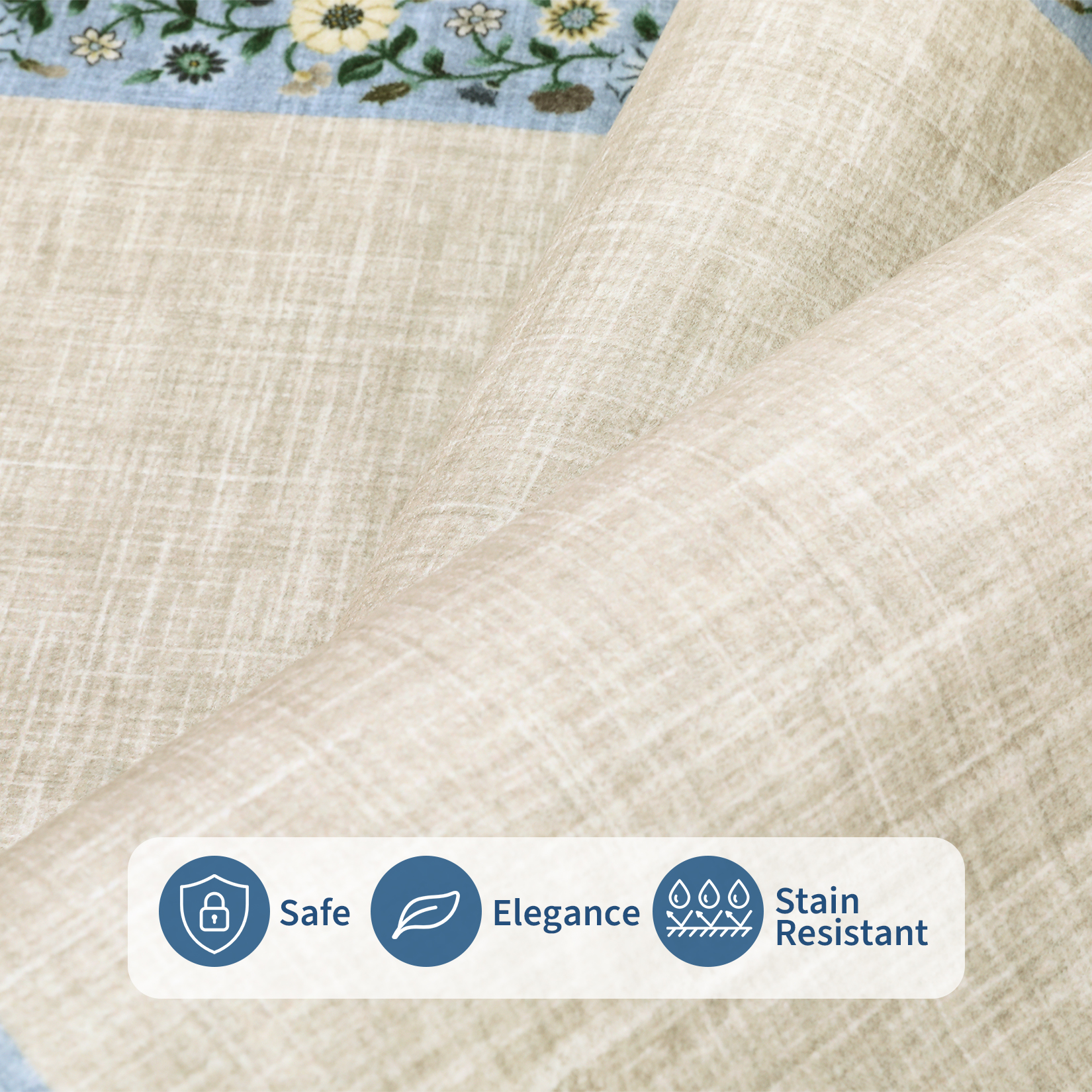 Hasoo Washable Living Room Area Rug 8x10 Large Modern Floral Border Soft Stain Resistant Indoor Beige Carpet