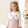 thumbnail image 5 of mgoYE Girl's Cardigans Sweater Cherry Open Front Long Sleeve Cute Casual Loose Sweaters(White,3-4 Years), 5 of 9