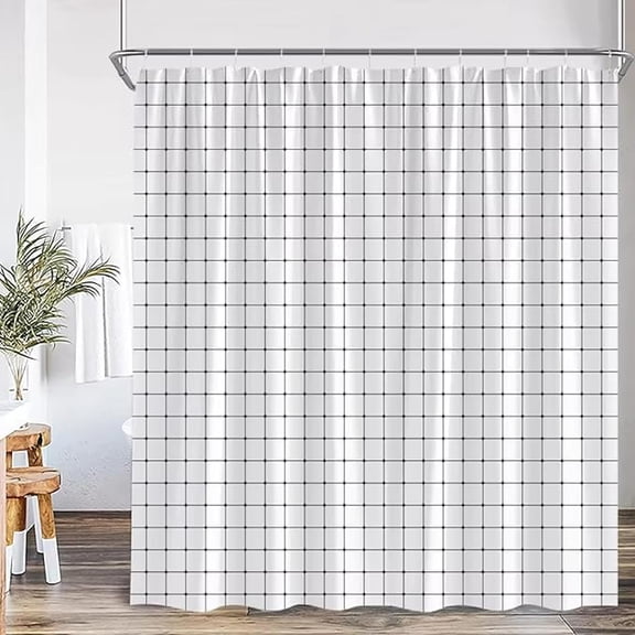 Black And White Square Shower Curtain Black Lines Modern Geometric Plaid Fashion Nordic Bath Curtain Fabric Bathroom Decor Shower Curtains For Bathroom 72"W x 72"L