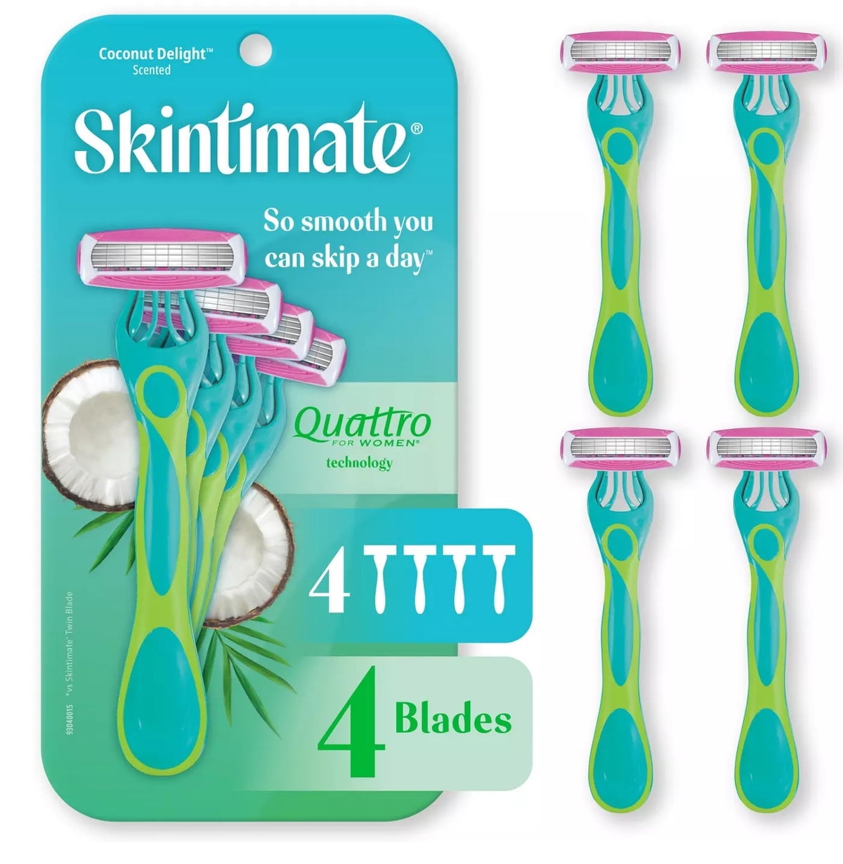 Skintimate Women's Disposable Razors Coconut Delight Scent 4 Blade - 4ct/3 Pack