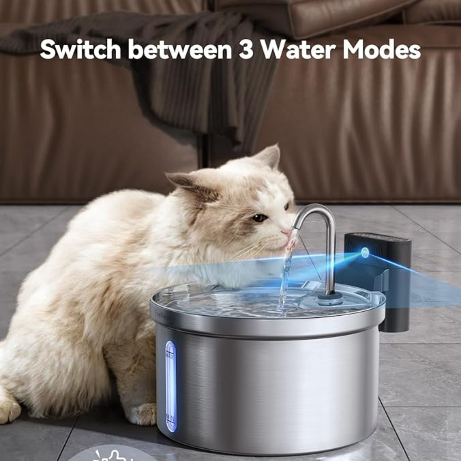 Stainless Steel Automatic Pet Water Dispenser, 4000mAh Battery Operated Water Fountains for Cats Dogs - 3.5L/118oz
