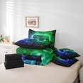 thumbnail image 6 of Manfei Boys Gaming Gamer Bedding Comforter Set 7pcs, Gradient Game Console King Bedding Sets, Black Blue Green Honeycomb Bed Sheets, Luxury Bedroom Decor, 6 of 8