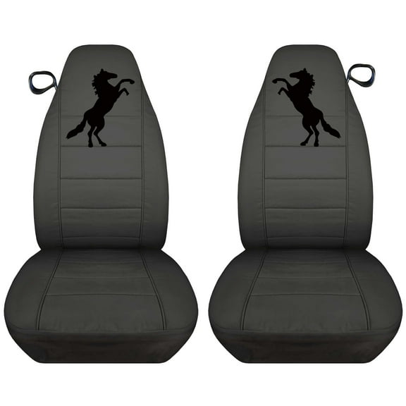 Designcovers Fits 1994-2004 Ford Mustang w Blk Standing Horse Cotton Seat Covers:Charcoal