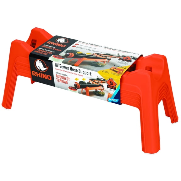 Camco Rhino RV Sewer Hose Support Kit - Extends Over Uneven Terrain for Easy Drainage - Supports Up to 15-Feet of RV Sewer Hose - Features Nesting Design for Storage - 5 Support Sections 43072