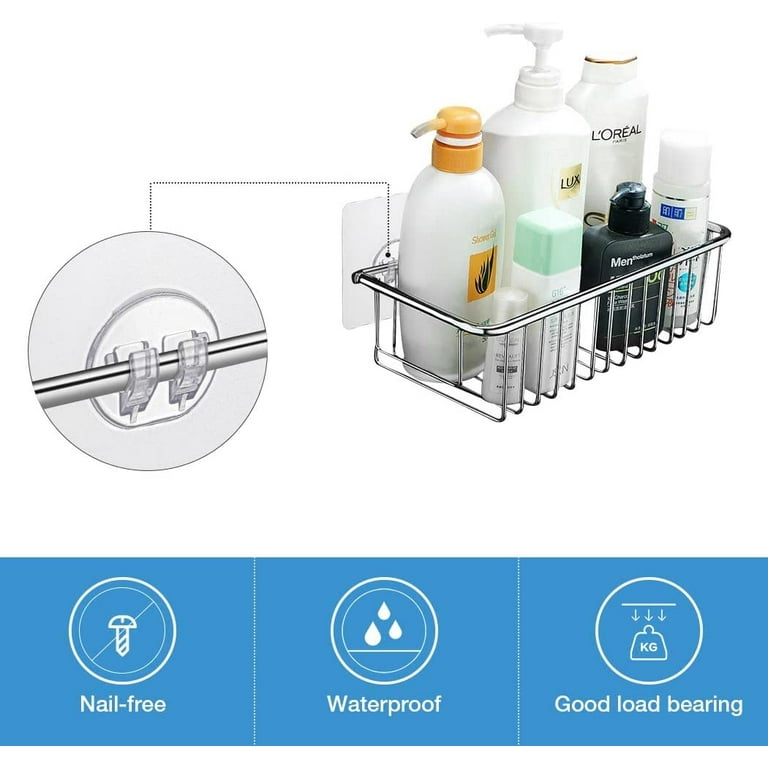  KALIONE Shower Caddy Adhesive Replacement, 8Pcs Adhesives Hook  for Shower Caddy, Double Hooks Shower Shelf Caddy, Transparent Adhesive  Hanging Hooks, Strong Sticker Hooks for Bath : Home & Kitchen