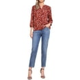 thumbnail image 2 of CAMISA FLORAL DE CUELLO EN V INSPIRADA CHIC PARA MUJERES, CON MANGAS 3/4, FRONTAL FRUNCIDO, BOTONES, BLUSA CASUAL DE VERANO TALLA XL NARANJA OSCURO, 2 of 6