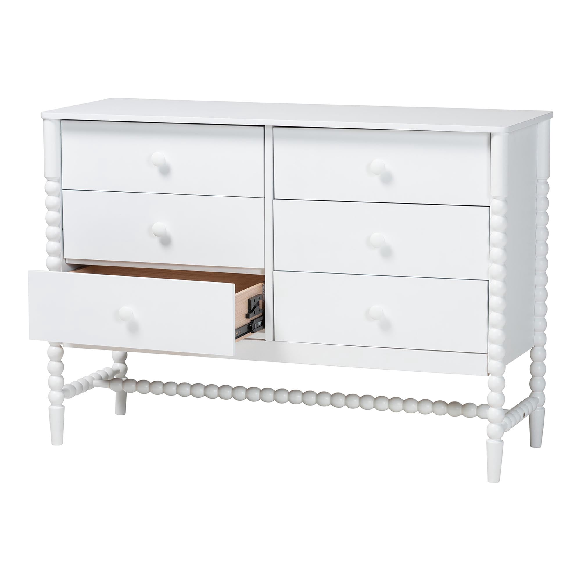 Baxton Studio Brantley Modern Farmhouse Dresser, 6-Drawer, White