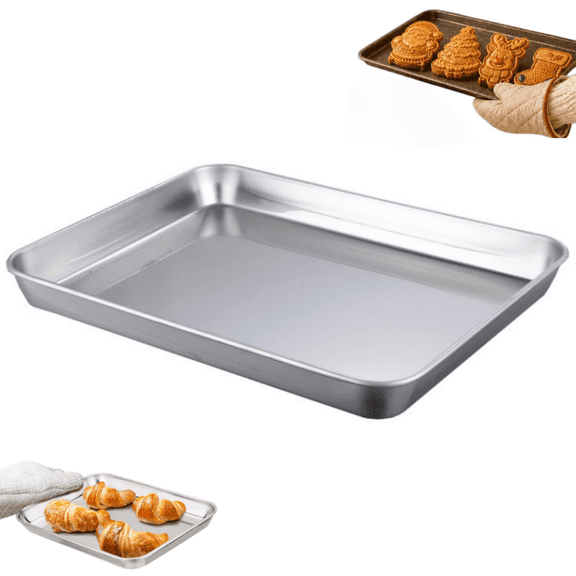 Stainless Steel Toaster Oven Pan Tray Ovenware, 10.2"(L), Baking Sheet Pan & Stainless Steel Cookie Sheet for Small Ovens, Ovenware Bakeware Tray
