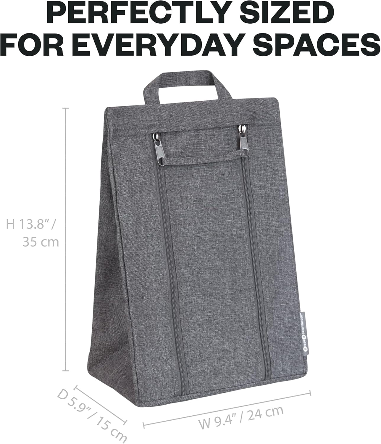 Bigso Travel Shoe Bag - Durable and Soft Polyester Organizational Shoe Bags for Travel Luggage - Double Zippers and Strong Handle - 9.4in x 5.9in x 13.8in - Gray
