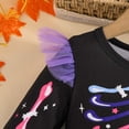 thumbnail image 4 of mgoYE Toddler Baby Girl Halloween Outfit Pumpkin Dress Long Sleeve Orange Tulle Tutu Skirt Cute Fall Halloween Clothes(Purple,4-5 Years), 4 of 5