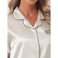 thumbnail image 5 of DARING DIVA Women's Satin Pajamas Sleepwear Button Down Contrast Color Tops XS White, 5 of 7