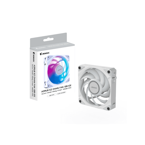 AORUS EZ CHAIN FAN 120 ICE, 120mm Hydro Dynamic Bearing ARGB Computer Case Fan