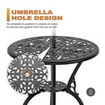 thumbnail image 4 of NUU GARDEN Bistro Set 3 Piece Outdoor All Weather Cast Aluminum Patio Bistro Set Patio Table and Chairs Set of 2 with Umbrella Hole for Backyard, Balcony, Front Porch, Lawn, Black, 4 of 6