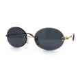 thumbnail image 4 of Mens Luxury Rimless Oval Rich Gangster Metal Rim Sunglasses Gold - Black, 4 of 8