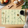 thumbnail image 2 of Yellow Green Coastal Placemats Set of 8, Starfish Nautical Ocean Sea Wooden Placemats for Dining Table, Place Mats for Kitchen Tabletop, Waterproof Wipeable Dining Table Mats Set, 2 of 9