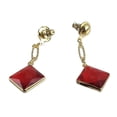 thumbnail image 3 of Red Faux Crystal Chain Link Drop Pierced Earrings 2 1/2", 3 of 3
