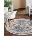 thumbnail image 4 of Rugs.com Charlotte Collection Rug – 5 Ft Round Aqua Low-Pile Rug Perfect For Kitchens, Dining Rooms, 4 of 9