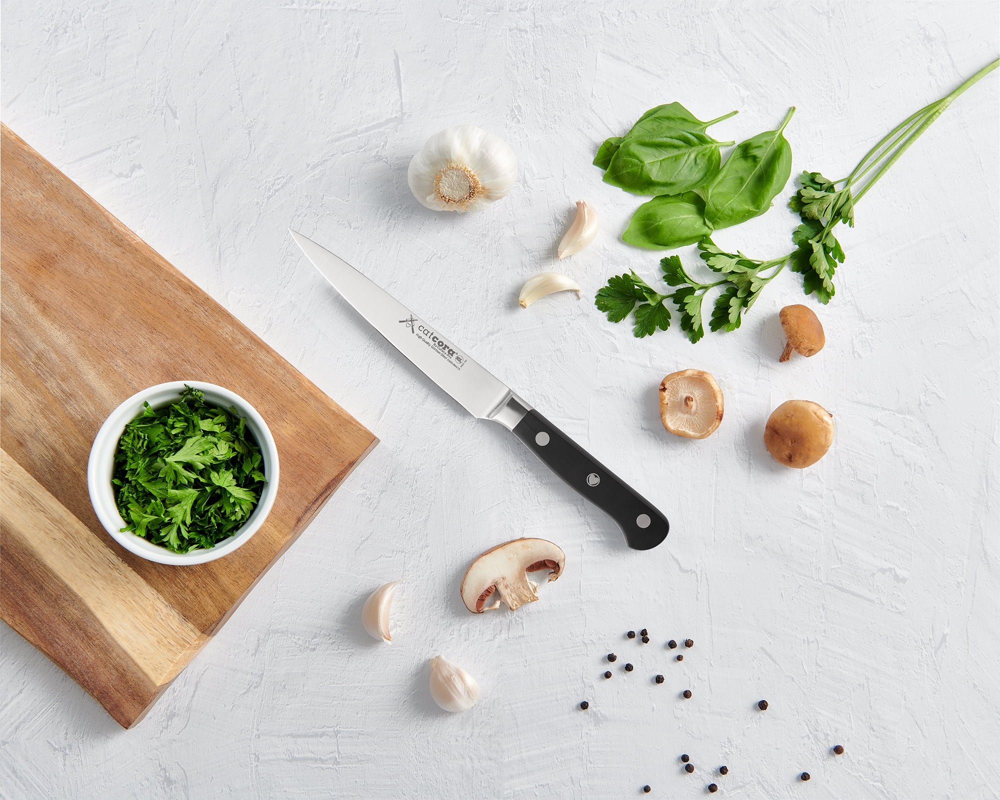 CatCora Forged Utility Knife, Professional 6-Inch German Steel Blade For Peeling Potatoes, Cutting Sandwiches, and Garnishing, Ergonomic Triple-Rivet Handle, NSF-Certified Kitchen Knife