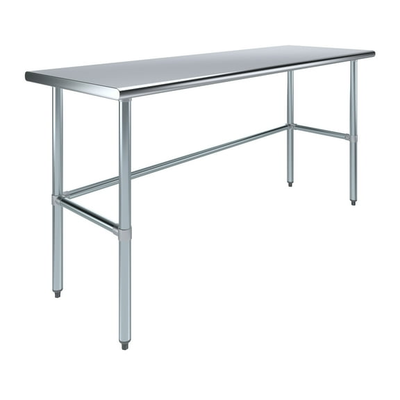 AmGood 24 in. x 72 in. Open Base Stainless Steel Work Table | Residential & Commercial