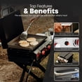 thumbnail image 5 of GasOne 2 Burner Flat Top Gas Grill with Lid – Auto Ignition Propane – Premium Stainless Steel Body Tabletop with Pre Season Griddle – Oil Drip Tray – for RV, Camping, 5 of 8
