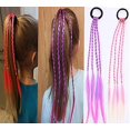 thumbnail image 4 of 8 extensiones de cabello con trenzas de colores para niños: extensión de cola de caballo arcoíris con lazos y bandas elásticas., 4 of 5