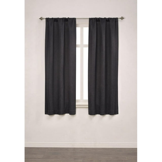 Mainstays Chambray Blackout 63" Window Curtains Panel Pair