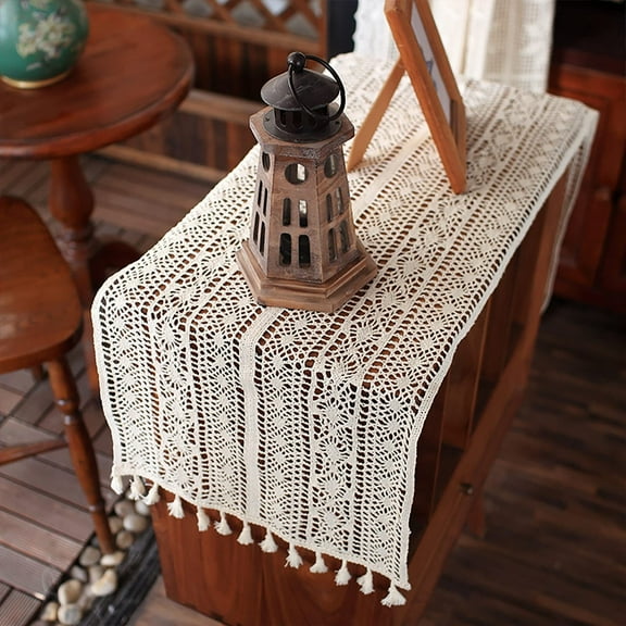 Beige Tablecloth Dresser Scarf Runners for Kitchen Dinning Room Table Centerpieces Nightstand Protector