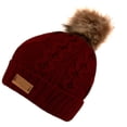 thumbnail image 5 of Women's Winter Fleece Lined Cable Knit Pompom Beanie Hat, 5 of 57