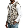 thumbnail image 5 of FENGYOU Mens Sleeveless Zip Up Hoodie Vest Casual Athletic Hooded Jacket with Leopard Print Lightweight Fleece Outerwear Khaki 3XL, 5 of 8