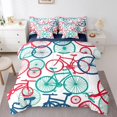 thumbnail image 1 of YST Bike Bedding King Size 7pcs, Geometric Bicycle Retro Printed Comforter Set Bed in a Bag, Simple Vehicles Kids Adults Room Decor Bedding Comforter Sets, Red Green Line Bed Sheets Set, 1 of 5