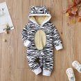 thumbnail image 4 of Tisuna Boys Girls Romper Cartoon Print Long Sleeve Hooded Jumpsuit Cute Breathable Autumn Winter Kids Bodysuit White Size 12-18 Months, 4 of 4