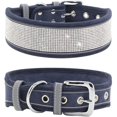 thumbnail image 1 of ORUYROP Rhinestone Dog Collar, Dazzling Sparkling Soft Suede Reflective Large Dog Collar Crystal Diamond Collar for Medium & Large Dogs (M:15-19", Navy), 1 of 5