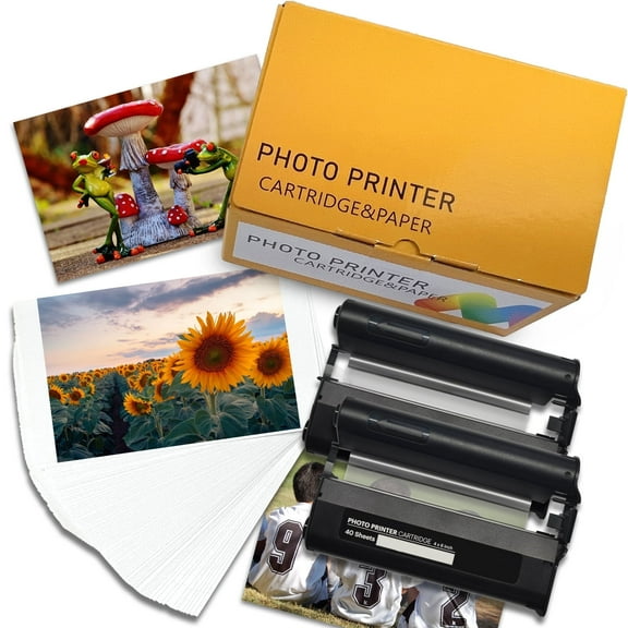 4x6 Photo Paper PHC-80 Cartridge Compatible PD460 Photo Printer, 2-Pack Cartridge & 80 Sheet Glossy Photo Paper (2-Pack)