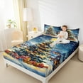 thumbnail image 4 of Manfei Dreamy Christmas Festival Twin Sheet Sets for Kids, Glitter Xmas Tree Twin Fitted Sheet, Fairy Tale Flat Sheet, Super Cozy Room Decor, 3-Piece, 4 of 7