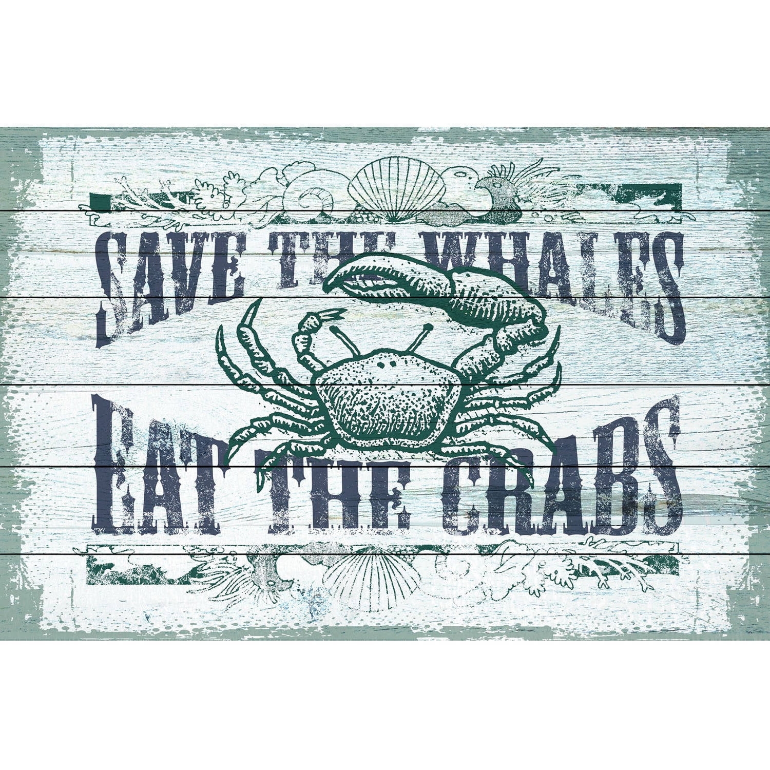 Marmont Hill "Save Whales" Painting Print on White Wood