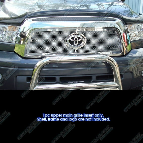 APS Compatible with Toyota Tundra 2007-2009 with Logo Show Main Upper Stainless Steel Chrome Mesh Front Grill Grille Insert T75458T