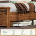 thumbnail image 4 of Merluxy Farmhouse Wood Bed Frame King Size with Sliding Barn Door Storage Cabinets and Headboard,SolidNo Squeak, No Box Spring Needed,Rusric Brown, 4 of 6