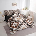 thumbnail image 3 of jejeloiu Vintage Aztec Rhombus 7 Pieces Bedding Comforter Set,Brown Bohemian Triangle Full Bedding Set,Boho Tribal Geometric Fitted Sheet Flat Sheet For Kids,Luxury Bedroom Decor Reversible, 3 of 8