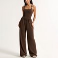 thumbnail image 6 of Stamzod Summer Jumpsuits for Women 2026 Trendy Fashion Halter Sleeveless Wide Leg Jumpsuit Loose Casual Black Romper with Pocket Beach Vacation Clothes Brown M, 6 of 7