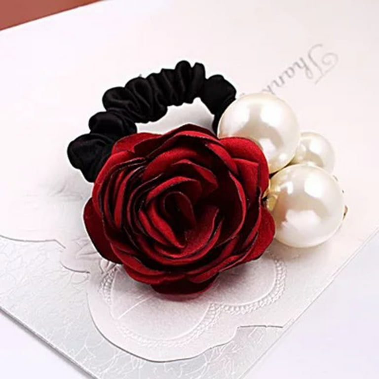 Simple Rose Flower Hair Elastic Ponytail Holder